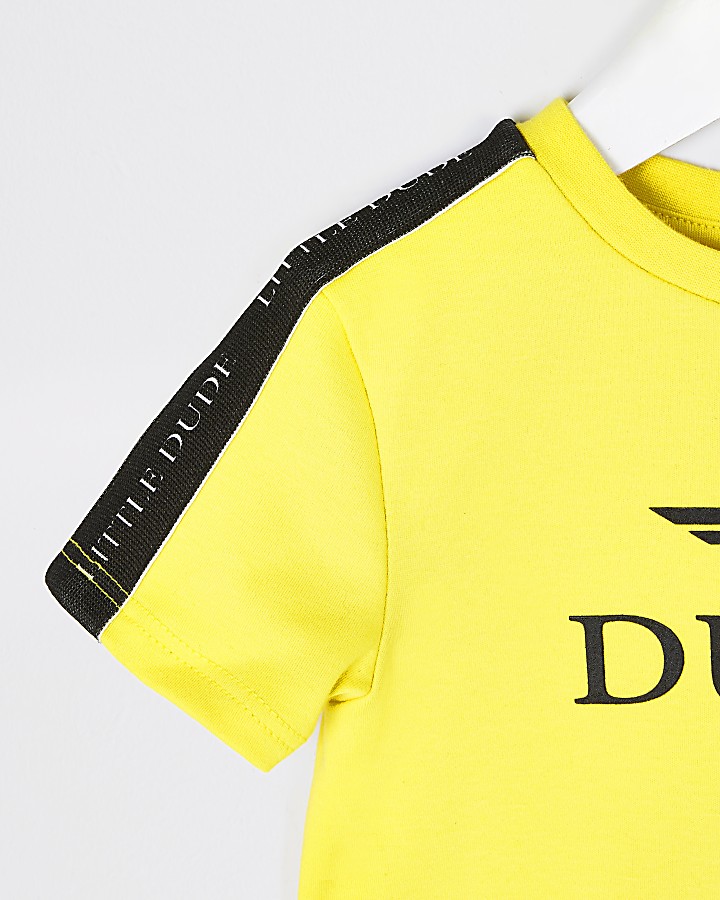 Mini boys yellow 'Dude' T-shirt