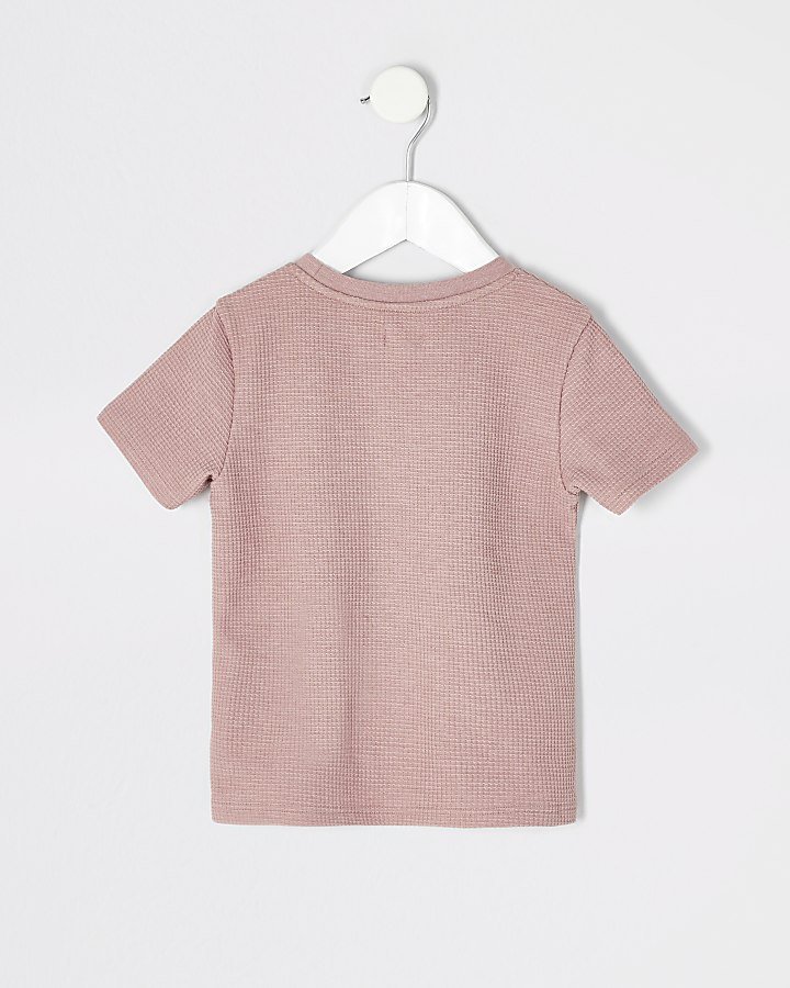 Mini boys pink waffle T-shirt