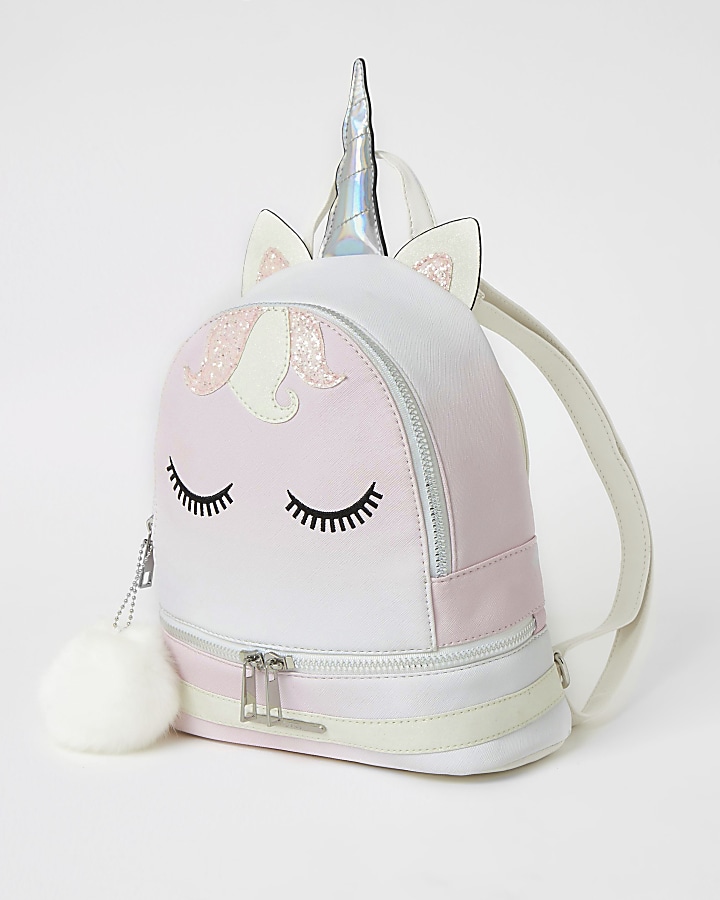 Girls pink unicorn embellished backpack
