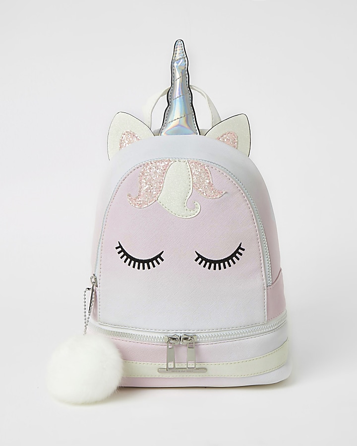 Girls pink unicorn embellished backpack