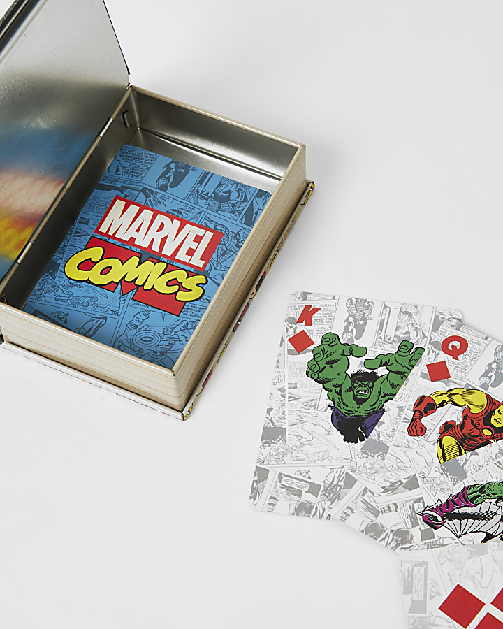 Boys Marvel playing cards and tin