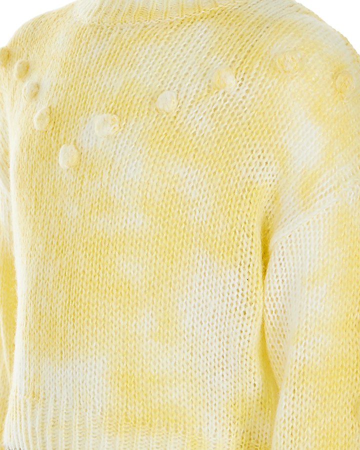 Girls yellow pom pom knitted jumper