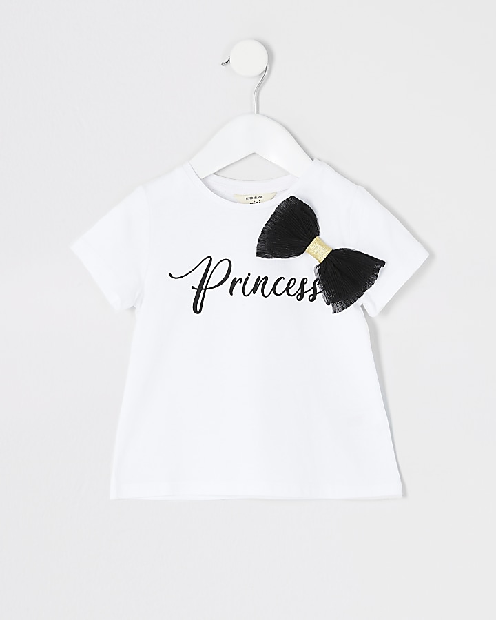 Mini girls 'Princess' organza bow  T-shirt