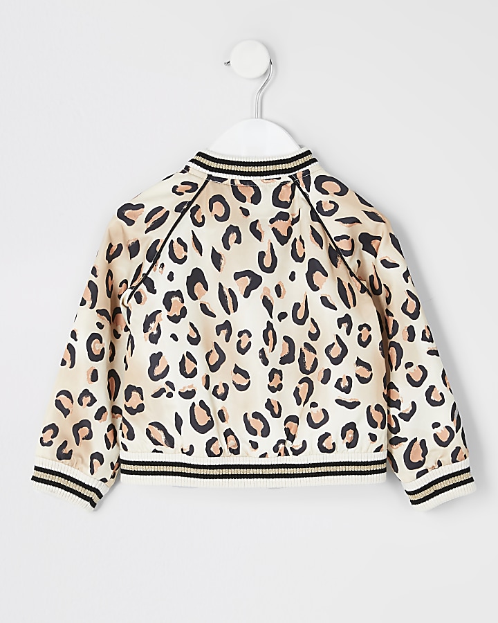 Mini girls leopard print bomber jacket