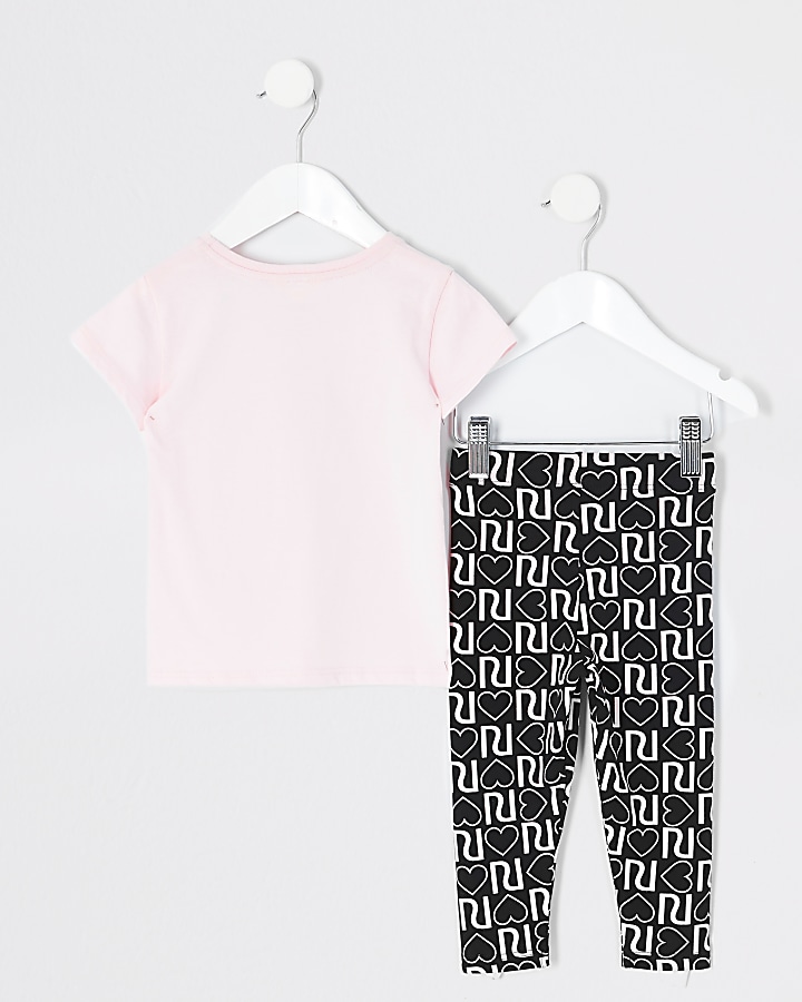 Mini girls pink 'Tres chic' T-shirt outfit
