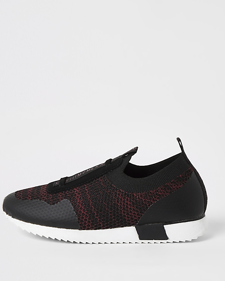 Boys dark red knitted runner trainers