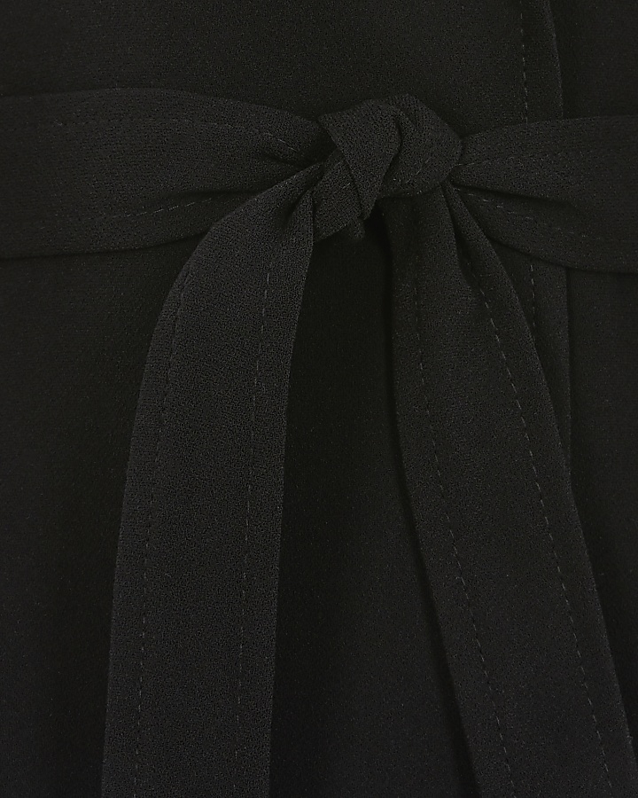 Girls black tie waist blazer