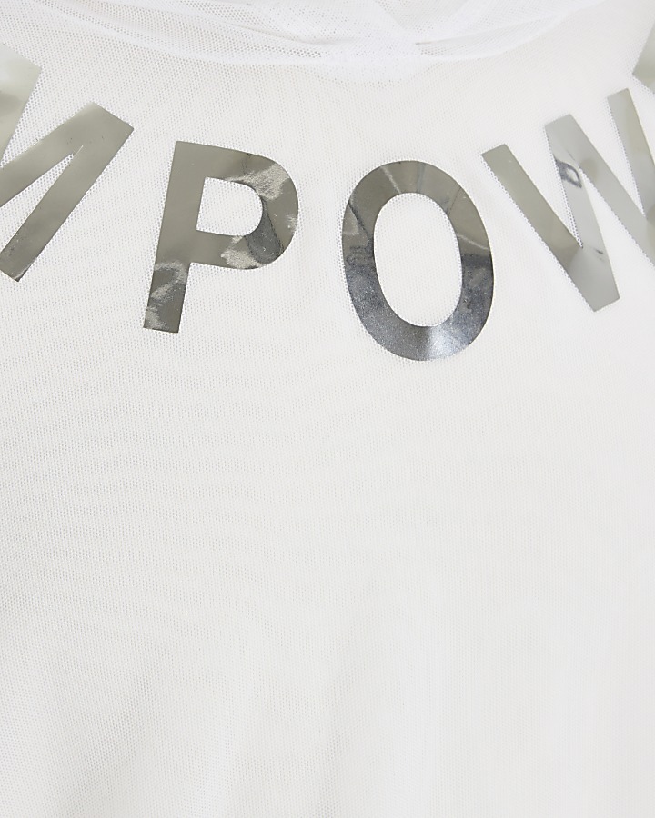 Girls RI Active white mesh 'Empower' hoodie