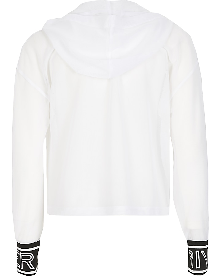 Girls RI Active white mesh 'Empower' hoodie