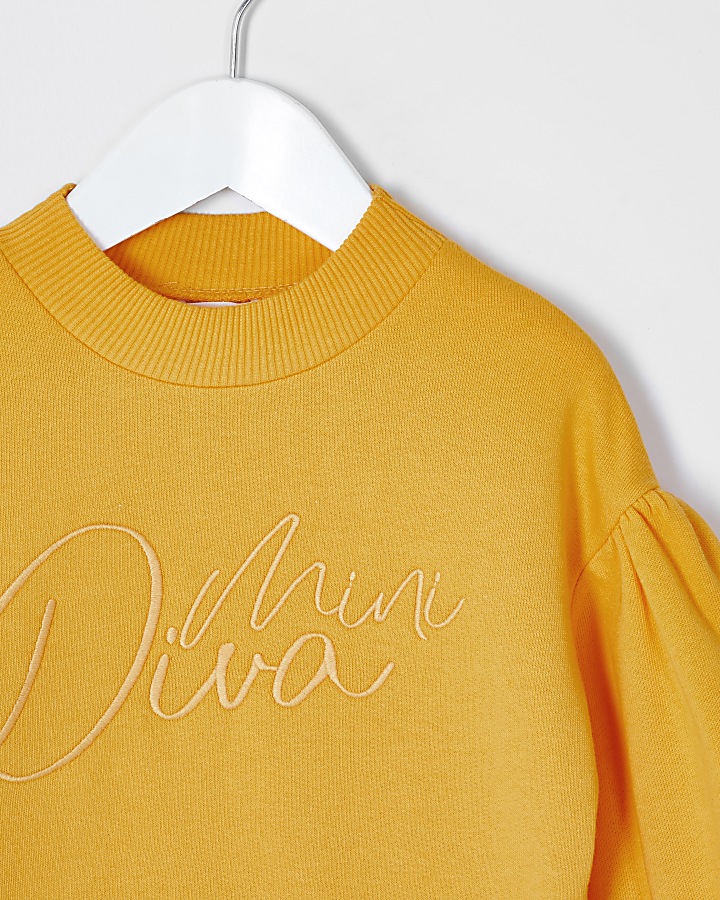 Mini girls yellow 'Mini Diva' sweatshirt