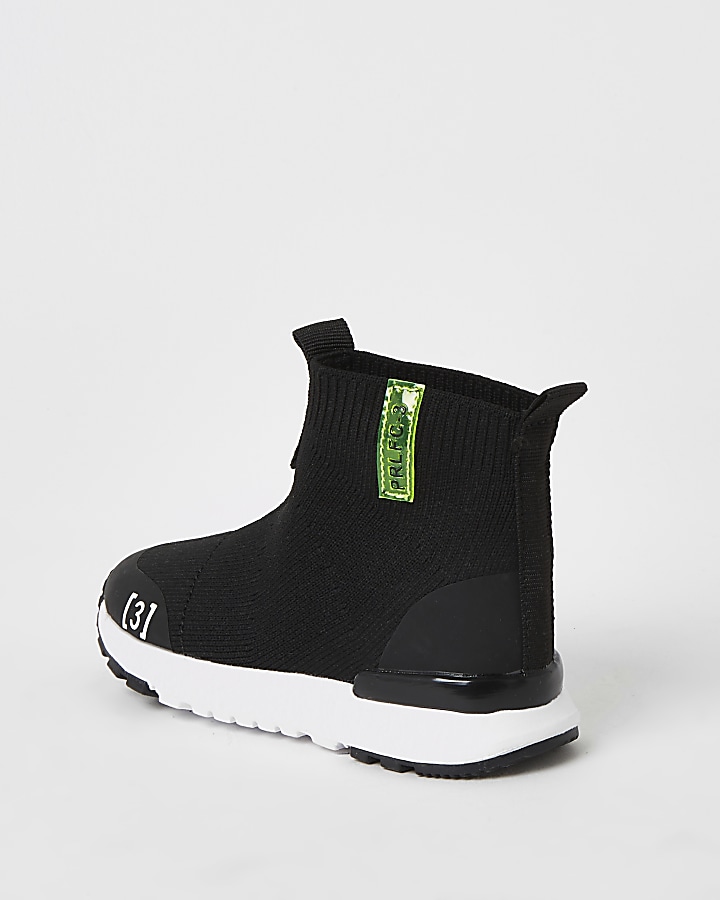 Mini boys black knitted high top trainers