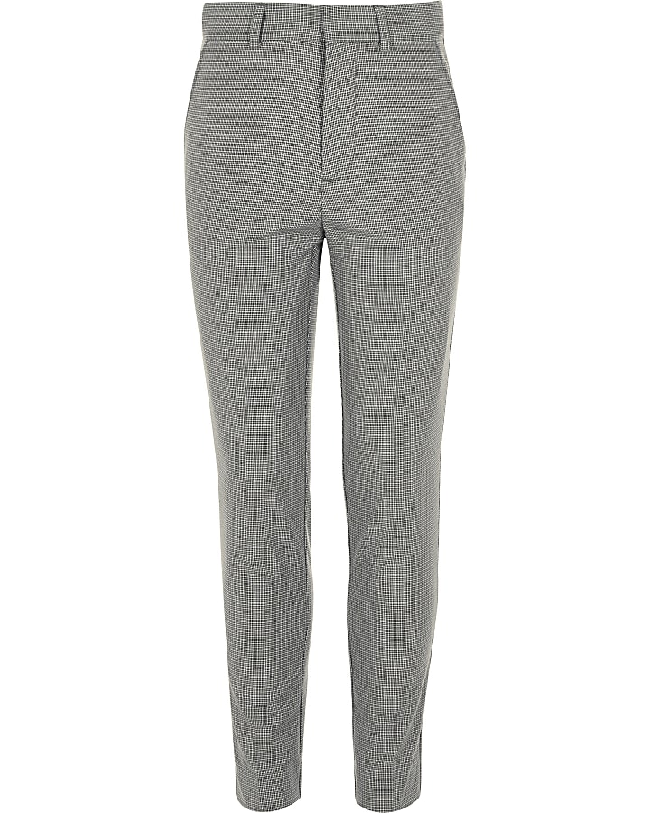 Boys grey check slim fit suit trousers
