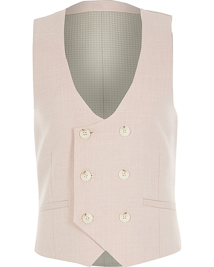 Boys pink double breasted waistcoat