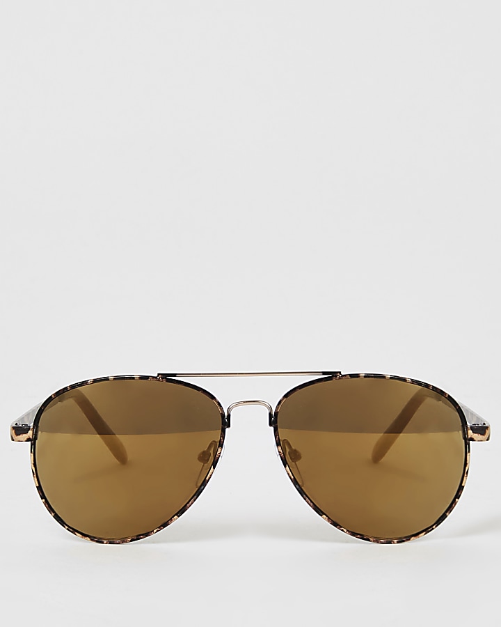 Girls brown tortoiseshell aviator sunglasses