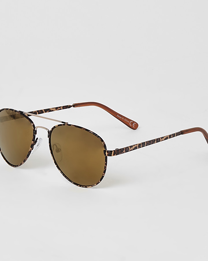 Girls brown tortoiseshell aviator sunglasses