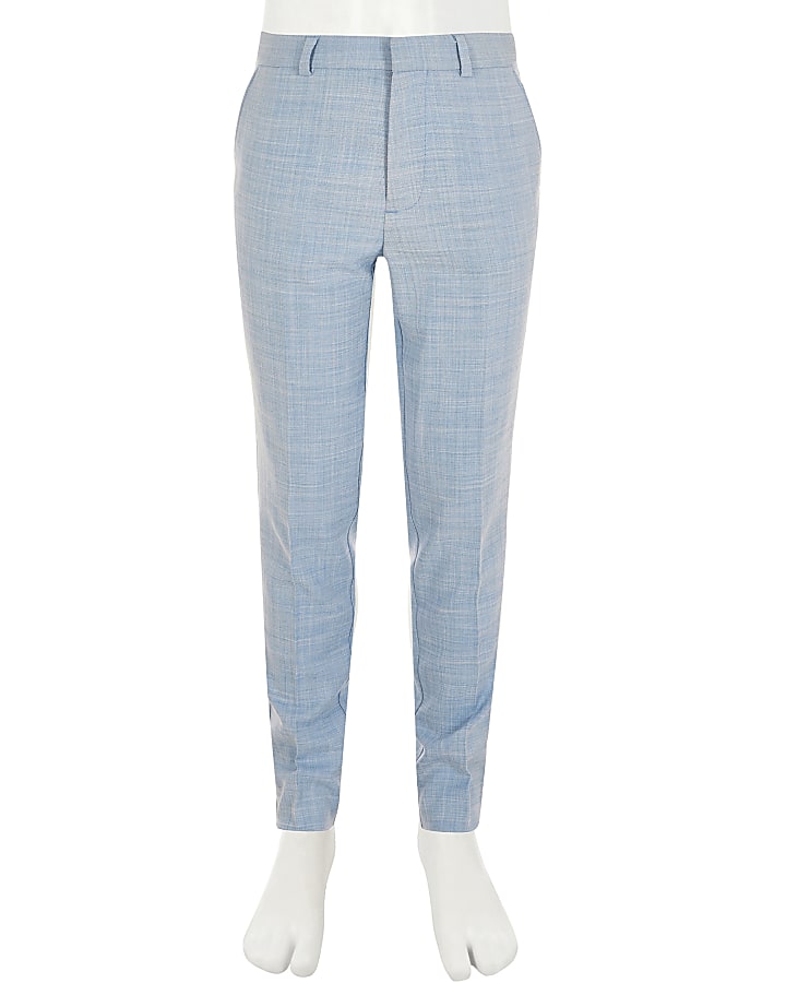 Boys blue slim fit suit trousers