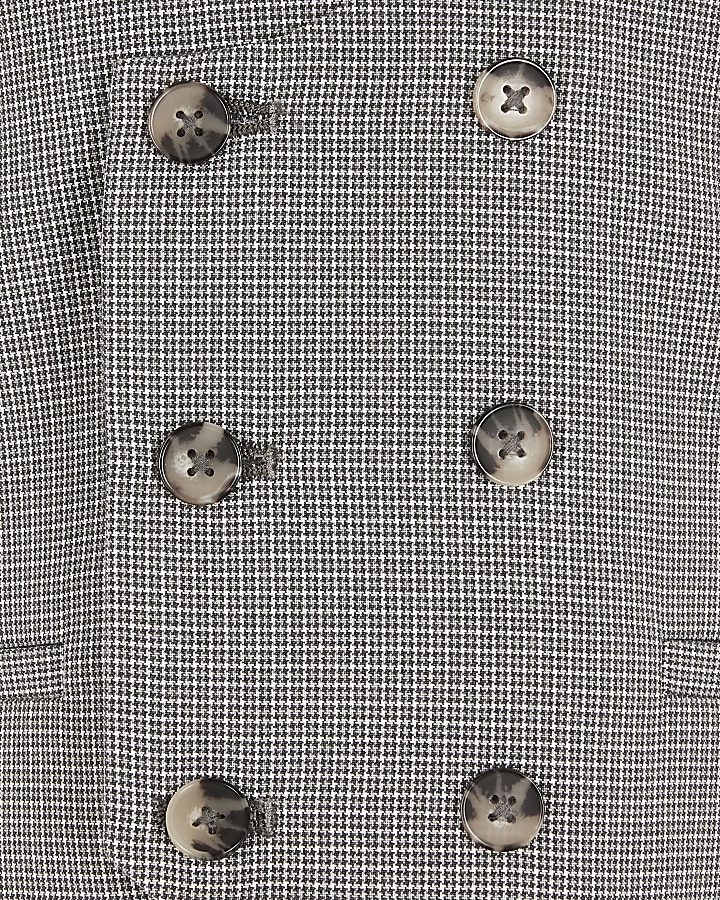 Boys grey check double breasted waistcoat