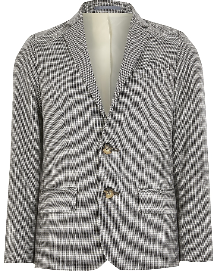 Boys light grey check suit blazer
