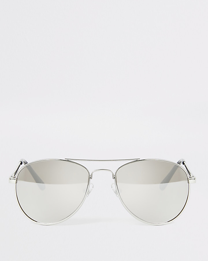 Boys silver mirrored aviator sunglasses