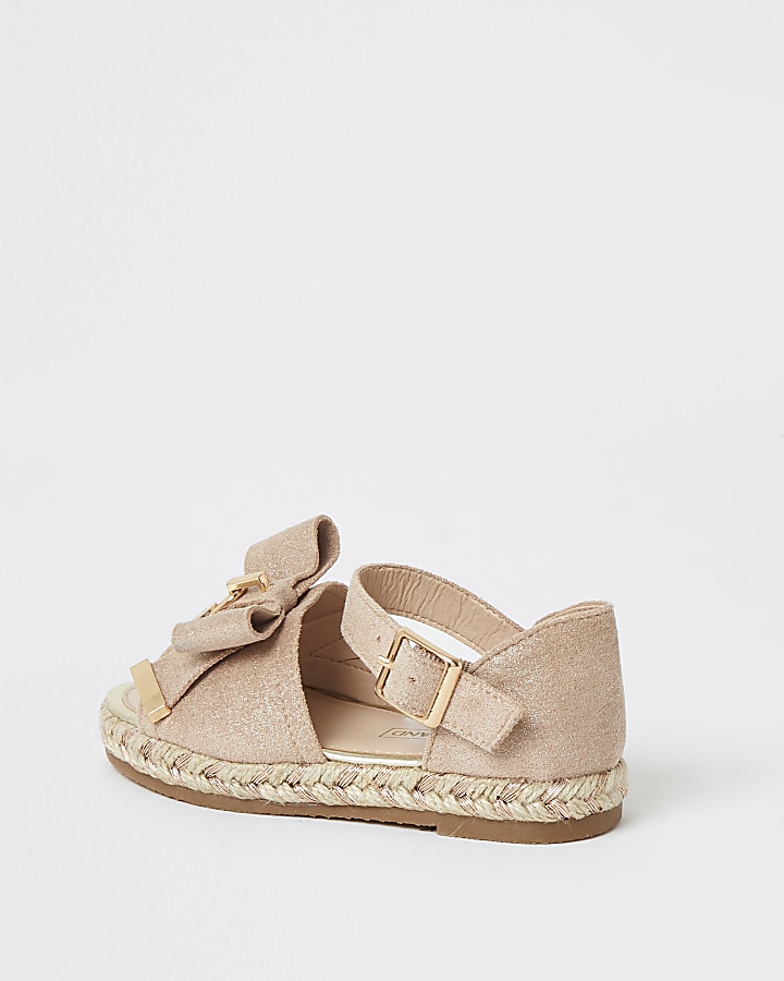 Mini girls pink bow front espadrille sandals