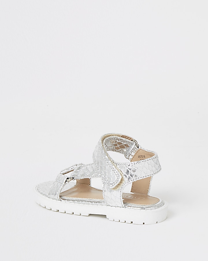 Mini girls silver velcro chunky sandals