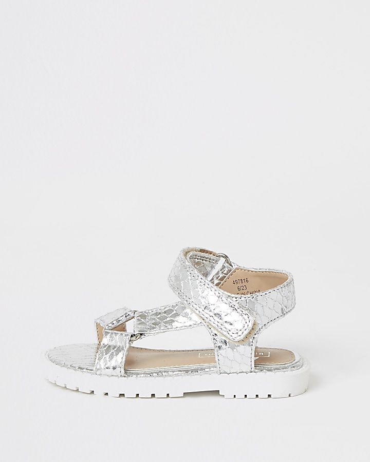 Mini girls silver velcro chunky sandals