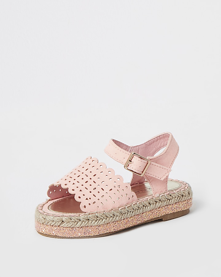 Mini girls pink cut out espadrille sandals
