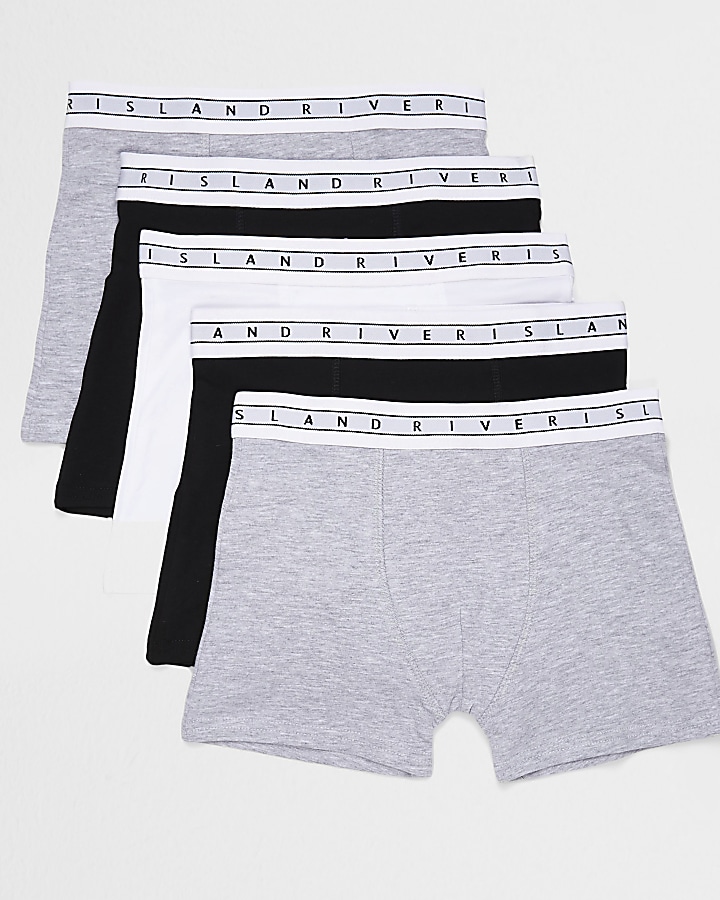 Boys grey boxer shorts 5 pack