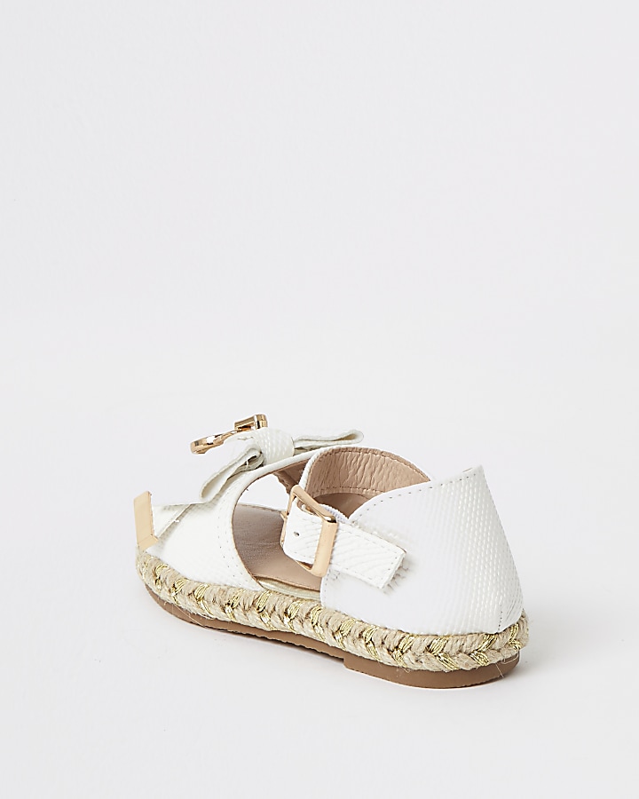 Mini girls white bow espadrille sandals