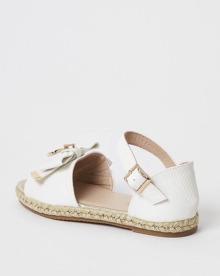 Girls white bow espadrille sandals