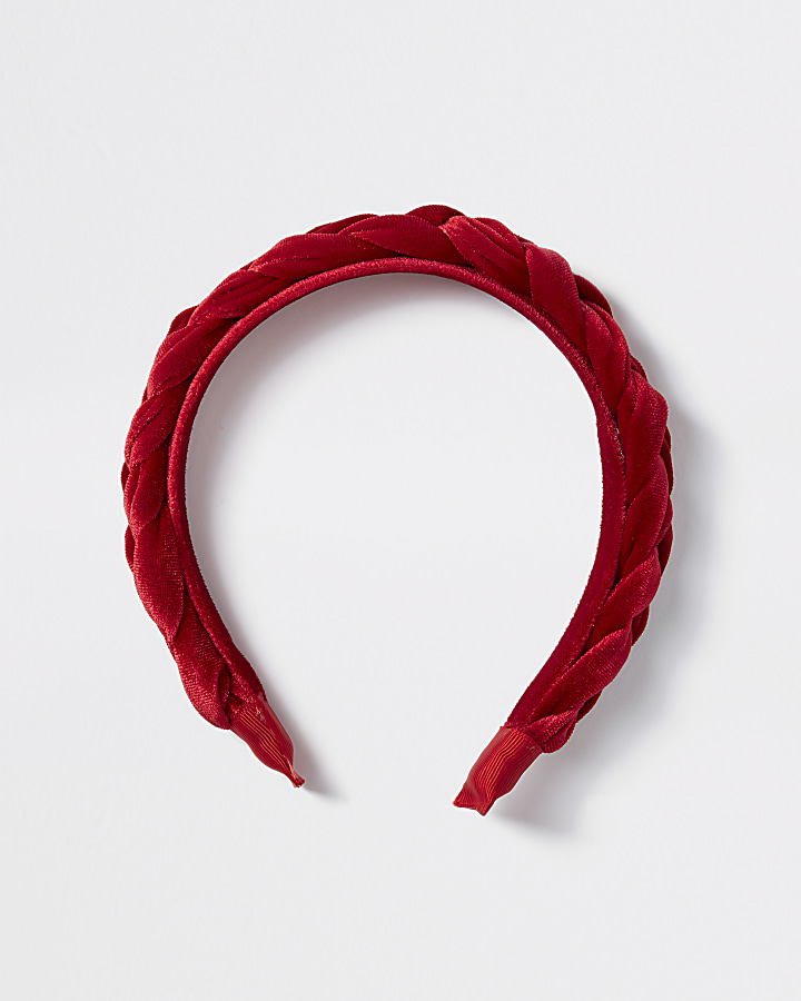 Red velvet plaited headband