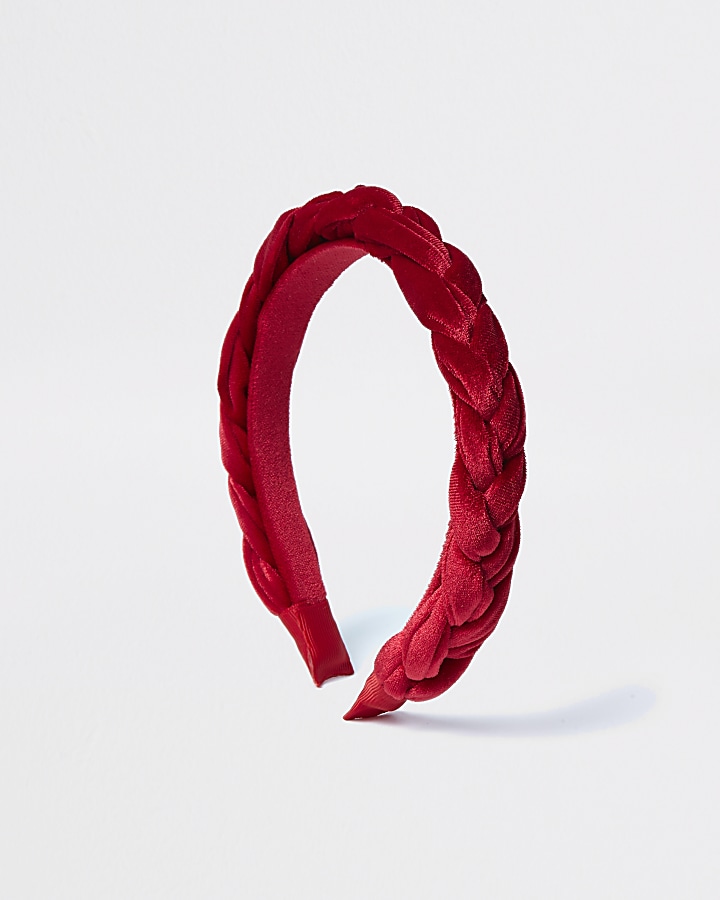 Red velvet plaited headband