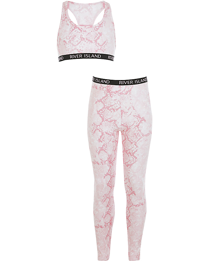 Girls pink snake top and legging loungewear