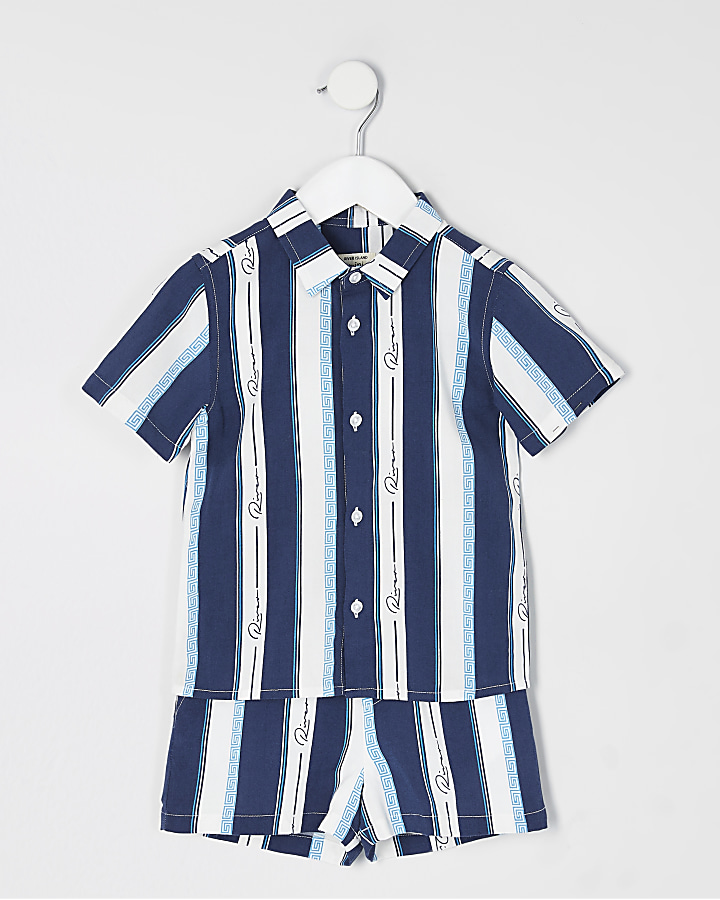 Mini boys blue Prolific stripe shirt outfit