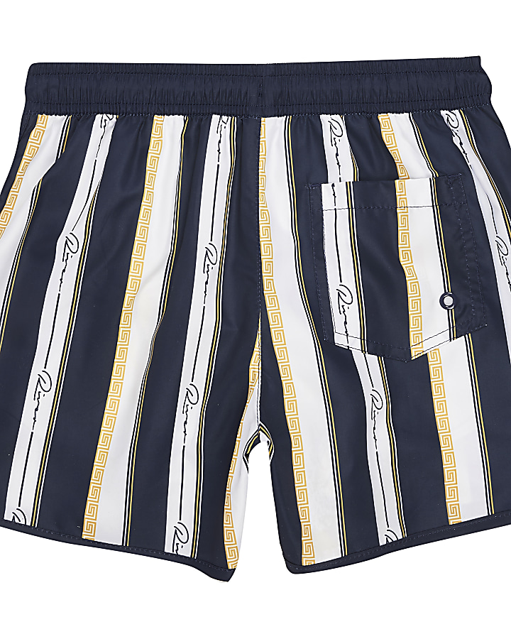 Boys navy 'River' stripe swim shirts