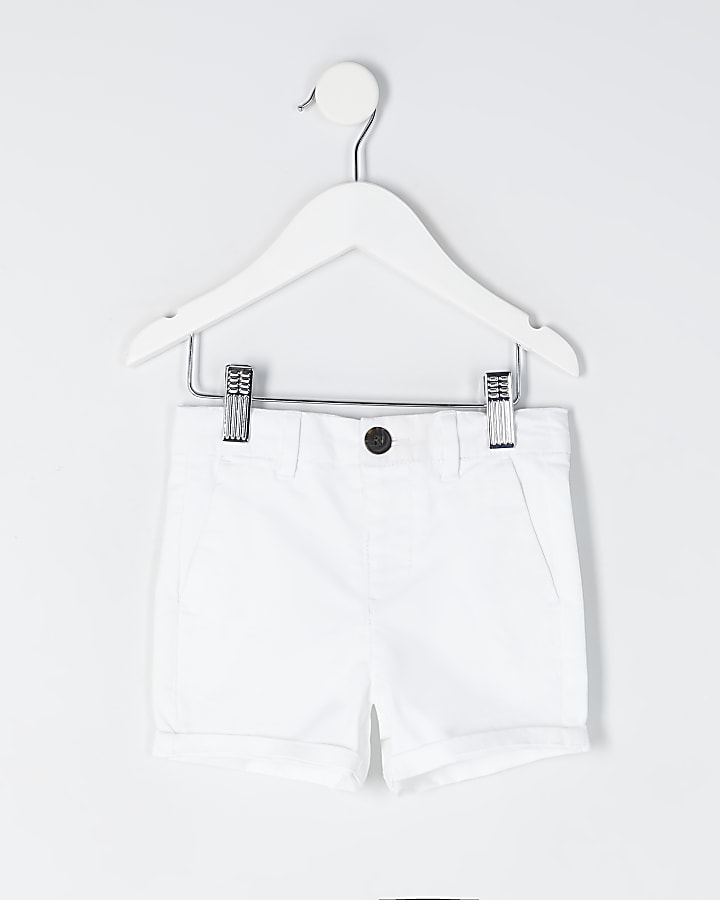 Mini boys white chino shorts