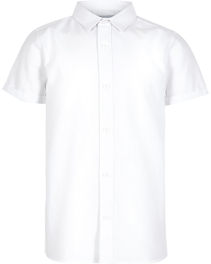 Boys white short sleeve twill shirt