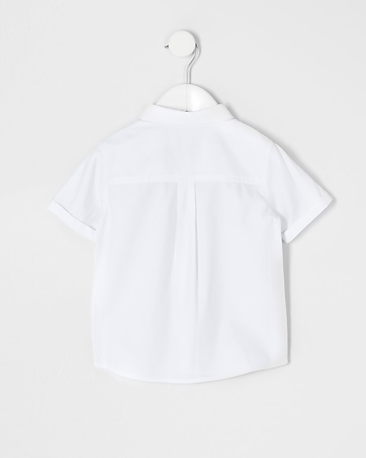 Mini boys white short sleeve twill shirt