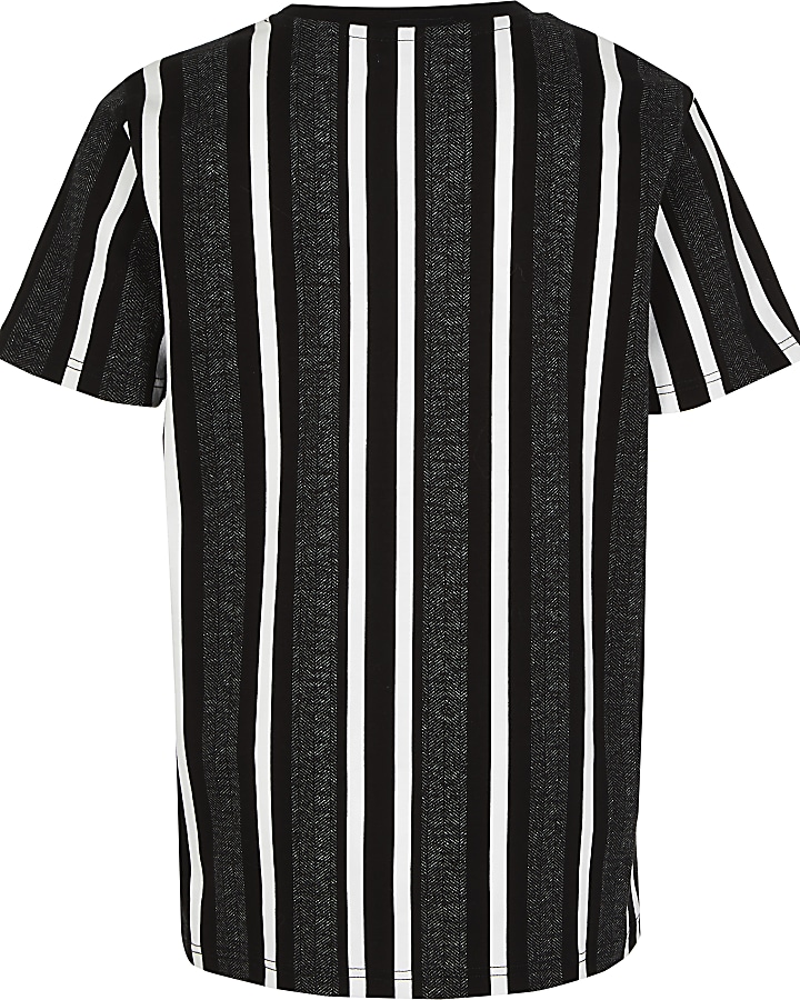 Boys black herringbone stripe T-shirt