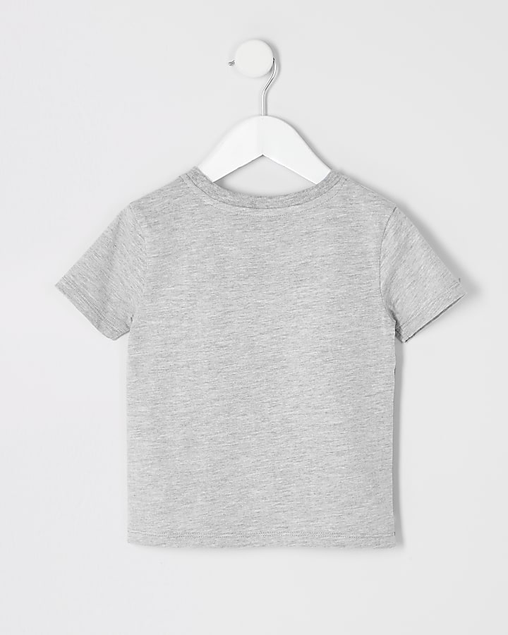 Mini boys grey 'Rebel' colour block T-shirt