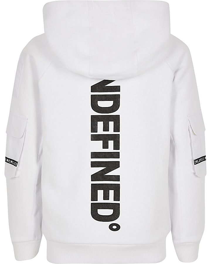 Boys Undefined white zip hoodie