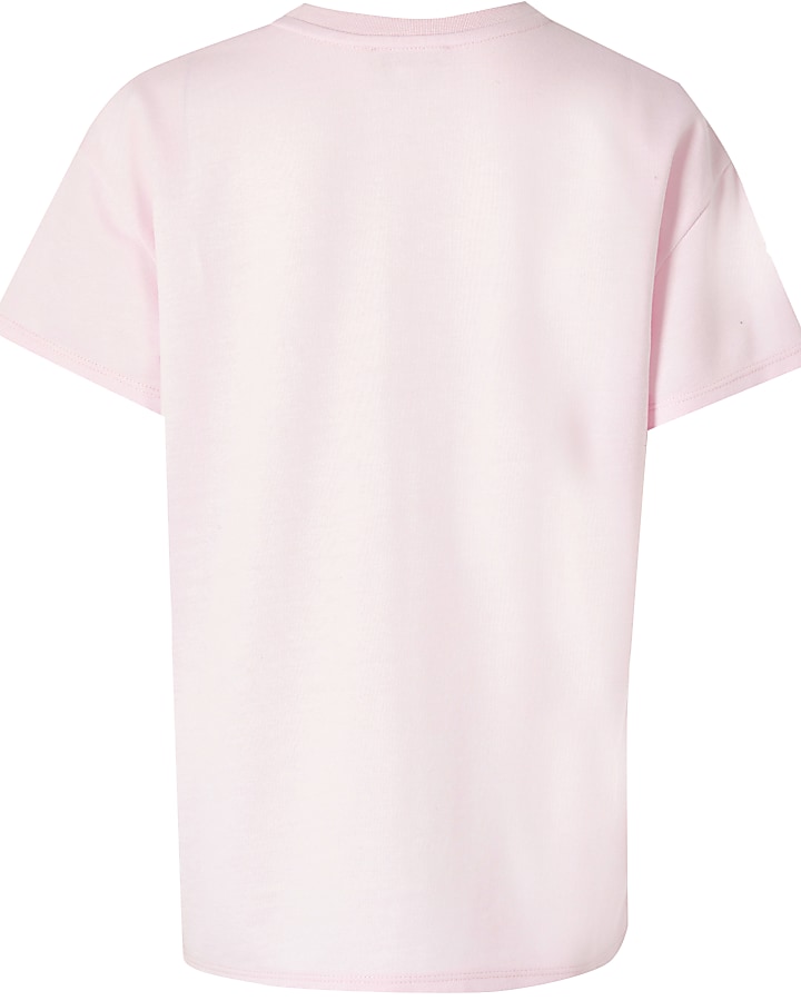 Girls pink RI Active printed diamante T-shirt