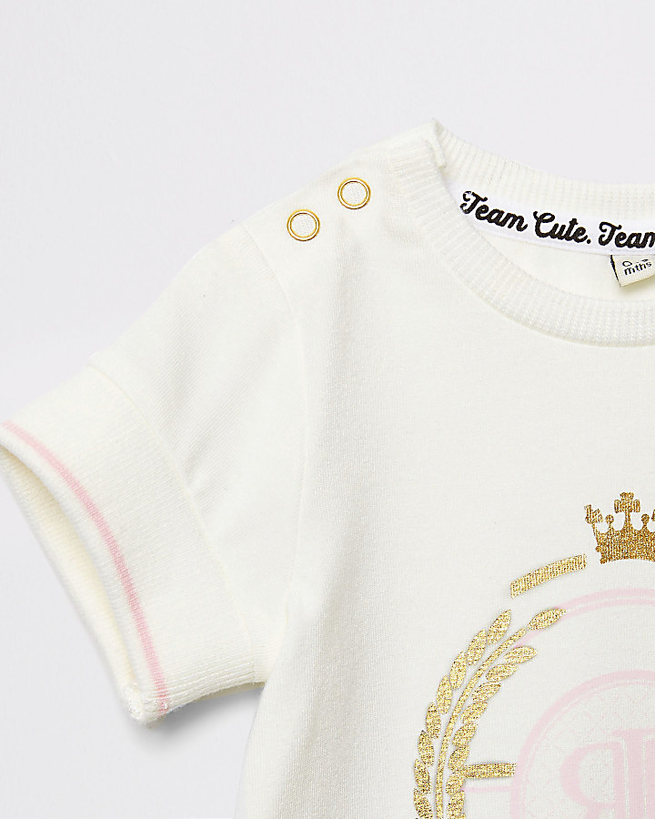 Baby cream 'Little princess' print baby grow