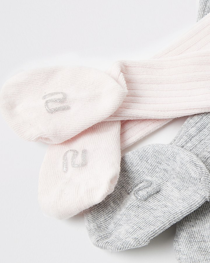 Baby pink and grey tights 2 pack
