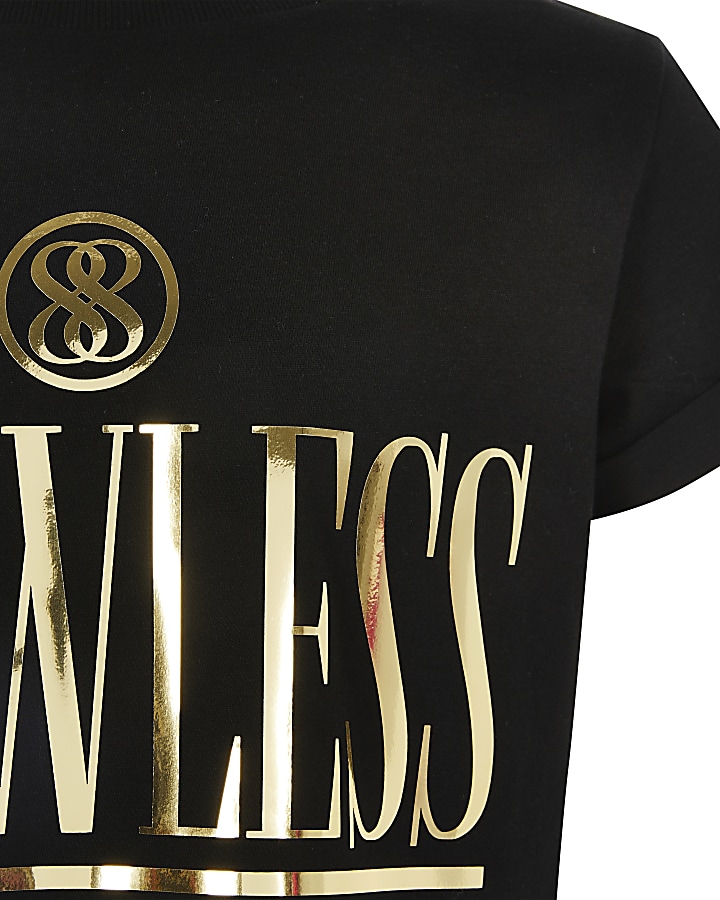Girls 'Flawless' foil print cropped T-shirt