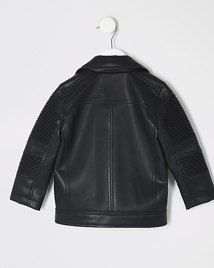 Mini boys black ridged biker jacket