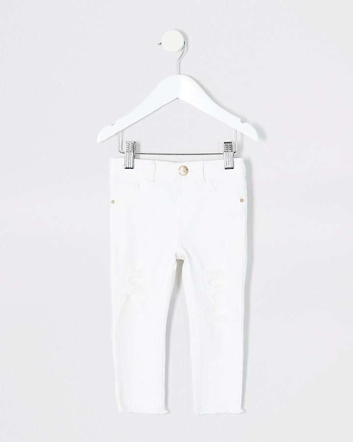 Mini girls white ripped Molly jegging