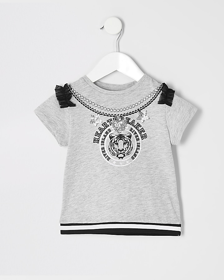 Mini girls grey 'heartbreaker' T-shirt