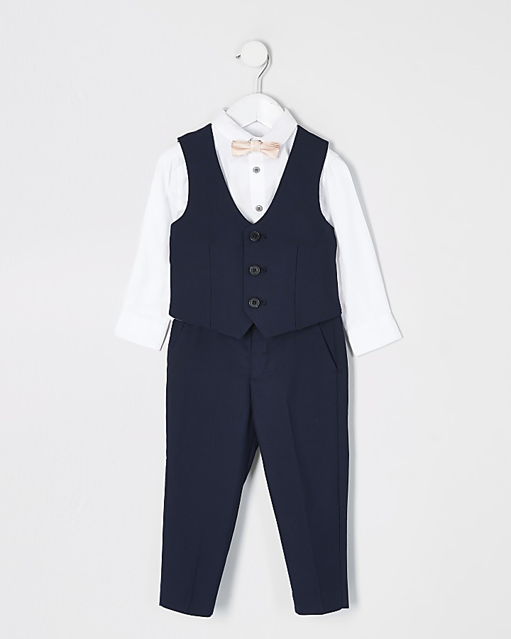 Mini boys navy trouser suit outfit