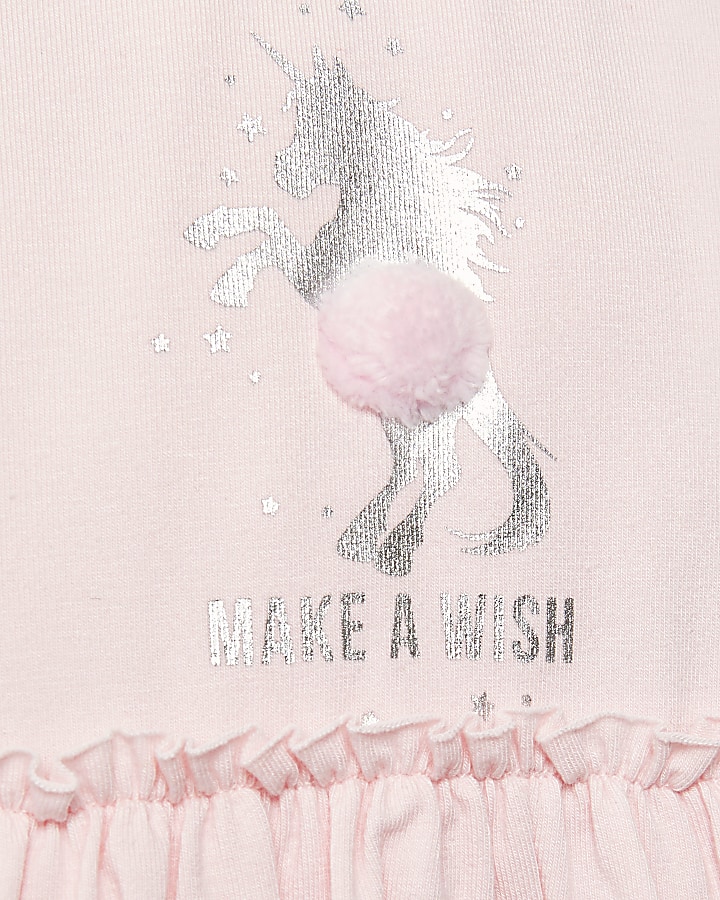 Baby pink unicorn print romper dress